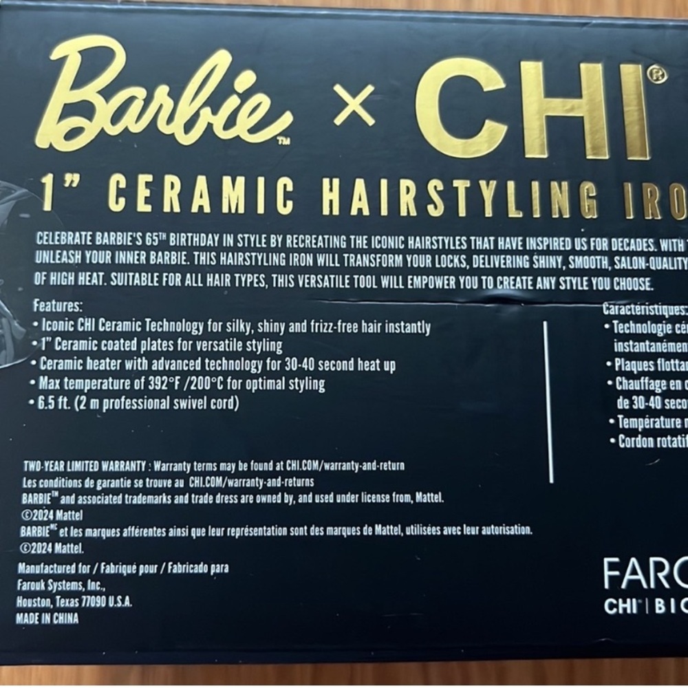 CHI | Barbie Hairstyling Straightener Iron 1” ceramic plates w/ Sunglasses - Picture 3 of 5